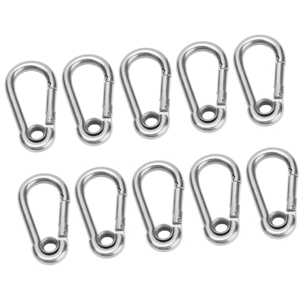 10st Snap Krok Rostfritt stål Säkerhetsrep Fjäder Karbinhake Hängande spänne TillbehörM5(5mm)
