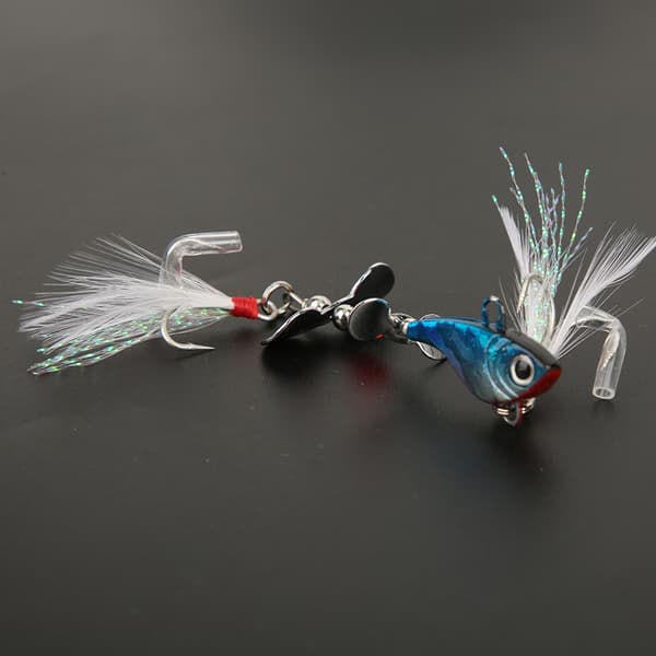 Sequin Luminous Simulation Artificial Fishing Lure with Feather Rotation VIB Fish Shape