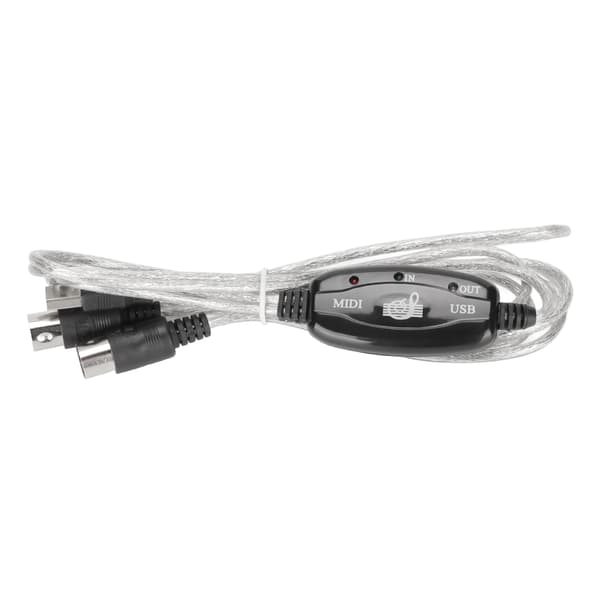 MIDI til USB-kabel Ca. 2,2yd Lang 16 Kanaler USB PC-Grensesnitt LED Strøminngang Utgangsindikator USB MIDI-kabel