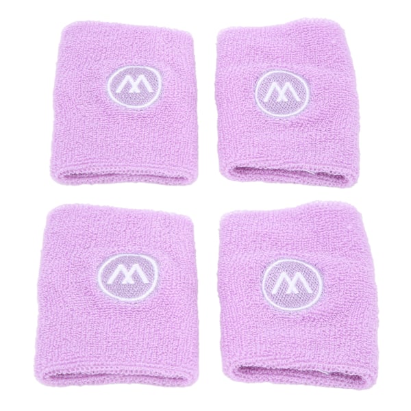 2 par håndledssvettebånd Sport Basket Svetteabsorberende armbånd Polyester Bomull Atletisk svettebånd for menn Kvinner Lilla