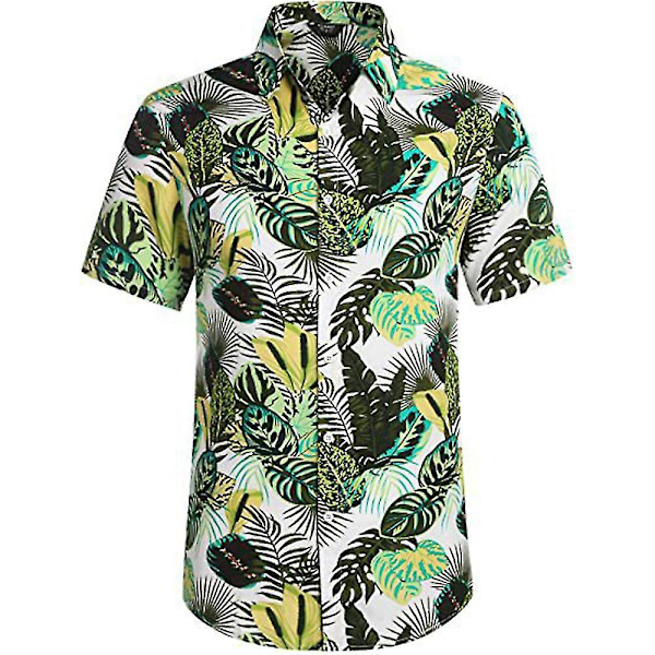 Grön Hawaiian Print Herrskjorta och Shorts Set