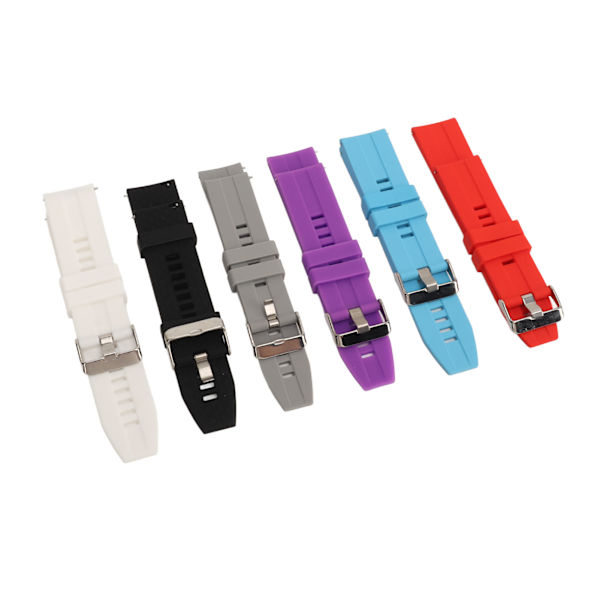 6ST Smarta klockarmband för män Kvinnor Silikon 22mm Quick Release Watch Ersättningsremmar för GT2 GT3 Svart Vit Grå Röd Lila Blå