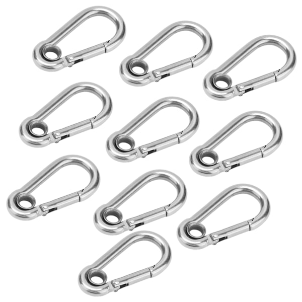 10st Snap Krok Rostfritt stål Säkerhetsrep Fjäder Karbinhake Hängande spänne TillbehörM5(5mm)