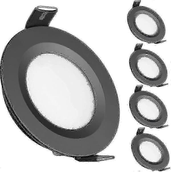 4 x 12V dæmpbare LED-downlights til campingvogn, sorte, 3200K, varmhvide, til badeværelsesbrug