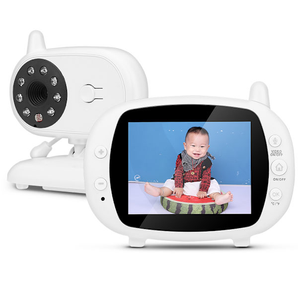 3,5 tommer trådløs babyalarm Sikkerhedskamera Nattesyn tovejs intercom med temperaturmåling 110‑240V US stik babyalarm