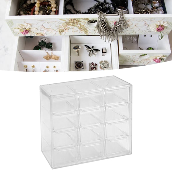 Gitter Opbevaringsboks Støvfri Transparent Plastbeholder Organizer til Smykker Halskæde DIY Kunst Håndværk 12 Rum