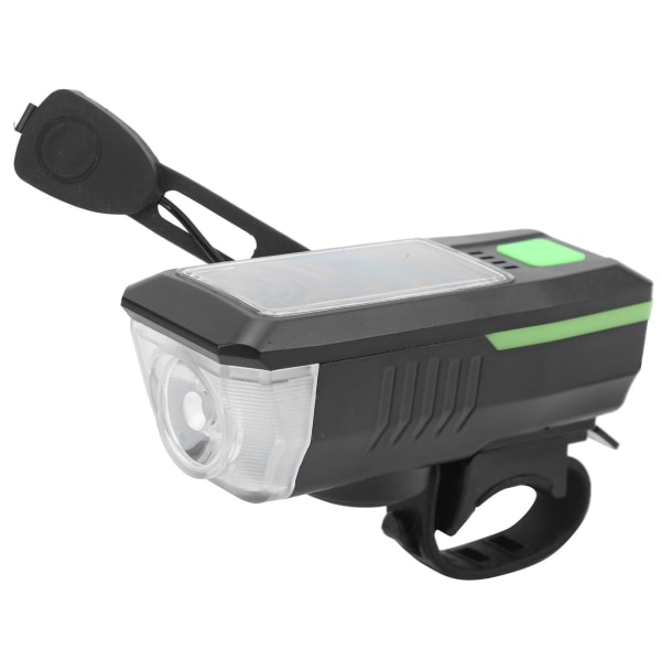Solcellscykellampa LED Vattentät Cykelklocka Ljus USB Laddningstrålkastare med Horn