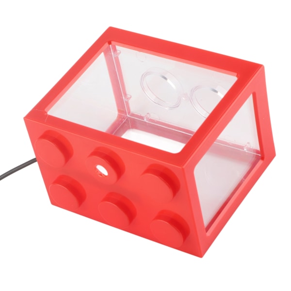 Dekorativt miniakvarium USB LED-lyslampe Fish Tank Box Kontor TeBord Dekoration (rød)
