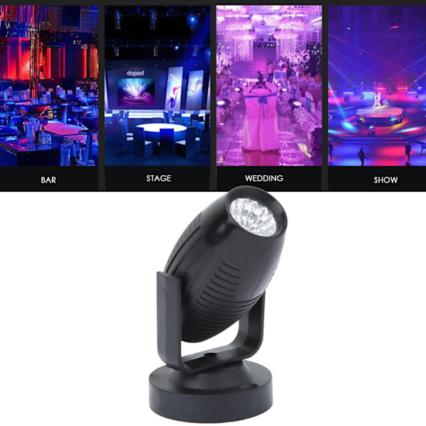 AC85-265V LED Mini Bærbar Spotlight med Justerbar Vinkel Projektorlampe Strålelys til Bryllupstilbehør til Fest Scene (Sort Skal Hvidt Lys)