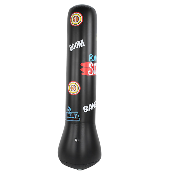 Tyk Opsvulbar Bokse Punching Bag Fritstående Tumbler Fitness Stressaflastning til Voksne Børn (1,5M Sort)