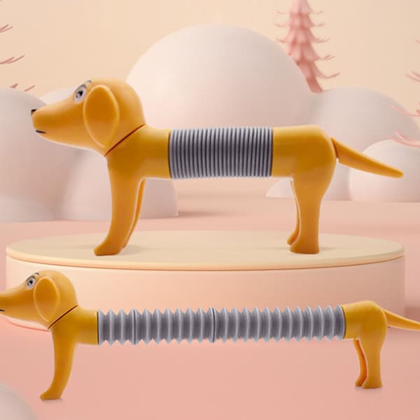 Hundepop-rør til børn Stressaflastningsform Ændrer finmotorik Autisme Sensorisk Hundelegetøj Grå