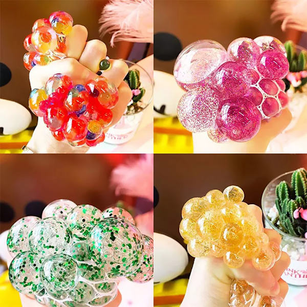 Mesh Squishy Balls Stress Relief Press Grape Balls Avlasta tryck Balls Hand Fidget Toy