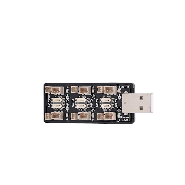 6-kanals USB til 3,7V batterilader med 6 LED-indikatorer Ladeenhet 2,5-4,35V