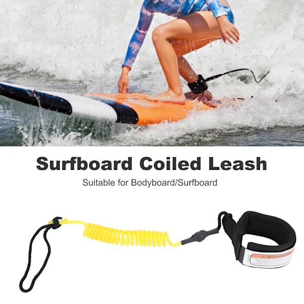 Stand Up Paddle Board 5 mm lindad fjäderbensfotsrep Surfingkoppel för surfbräda (gul)