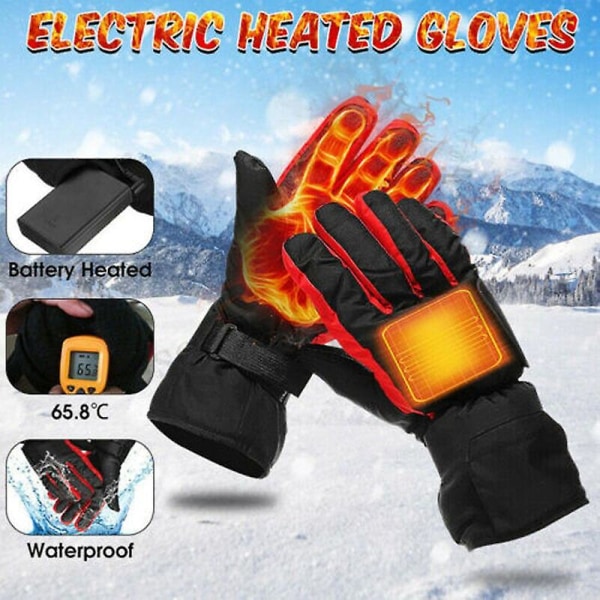 Termiske vinterhandsker Batteridæksel Opvarmede handsker til camping Rojo L