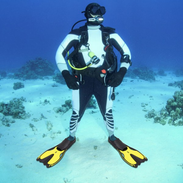 Lixada Adults dykkerfinner Helfots dykkerfinner Fast hæltreningsfinner Lommefotfinner for menn kvinner, modell:gul