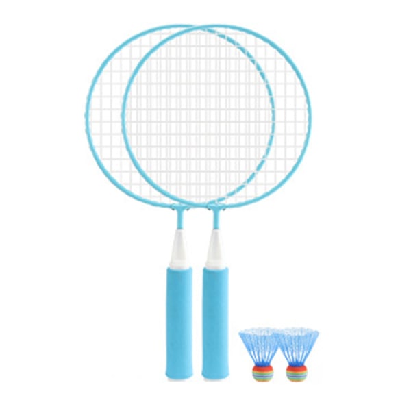 Badmintonracketuppsättning för barn Stort nät, mjukt antiglidhandtag Bekvämt grepp Barnbadmintonracketar med 2 bollar Blå