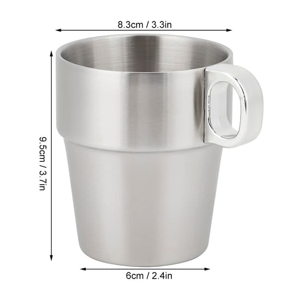 Double-Layer Anti-Scald Stainless Steel Stackable Water Coffee Cup Set with Mug Holder Stand