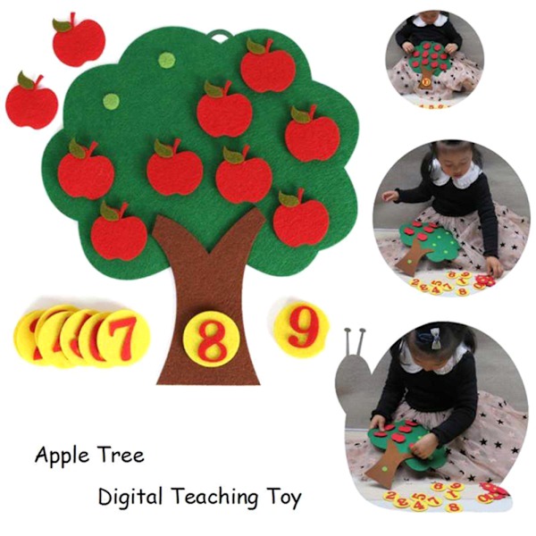 Apple Tree Match Digital Teaching Toy Non Woven Pussel Toy Kindergarten Kids Math Toy