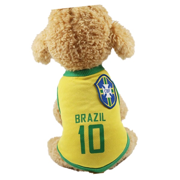 Hund VM T-shirt Levande Söt Mesh Mjuk Andas Hund Sommarväst för hundar Valp Gul 10 Brasilien XL