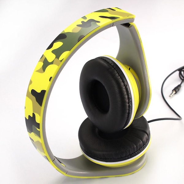 Camouflage Over-Ear-hörlurar med mikrofon - Trendig design, överlägsen ljudkvalitet Yellow 3.5mm