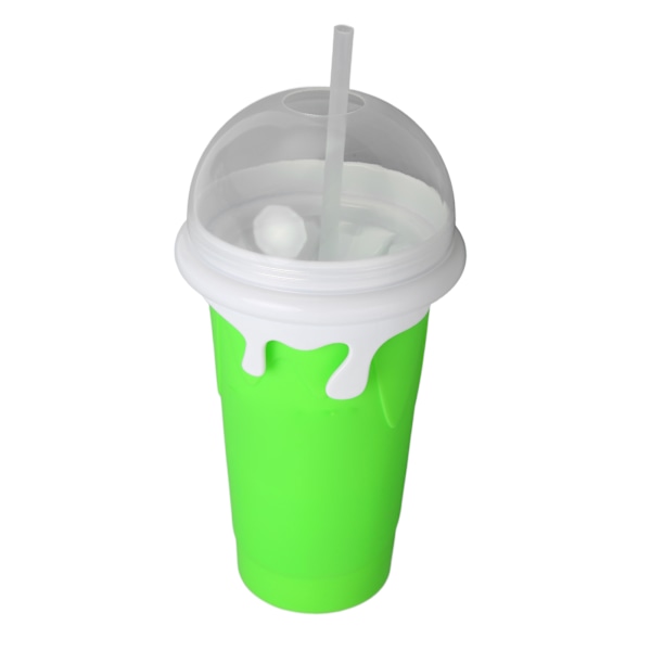 Fryst Smoothies Kopp Återanvändbar Explosionssäker Mjuk Silikon Fryst Squeeze Kopp Smoothies Maker Kopp med Dubbelanvändnings Sugrör för DIY Grön