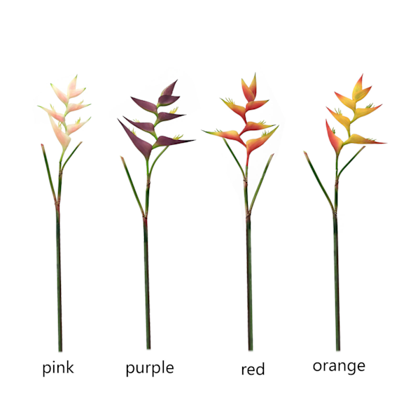 2 stk Kunstige Blomster Tropisk Imitasjonsplante Blomst for Festdekorasjoner Oransje Rød