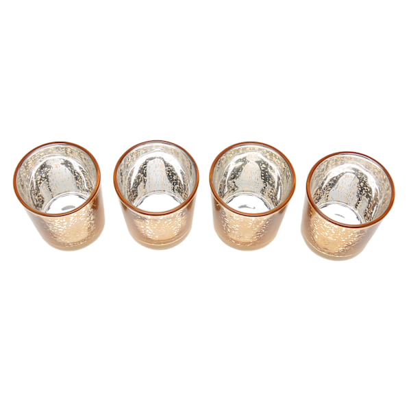 12 stk. Telysholdere, gullfarget, prikkete, retro, tykt glass, telysholdere for fest, bryllup, høytid