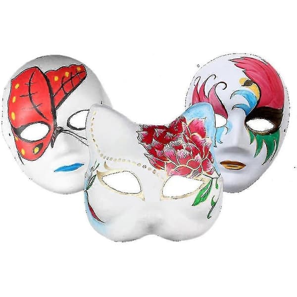 10 stykker Halloween-masker av plast for håndverk og maling Style 2
