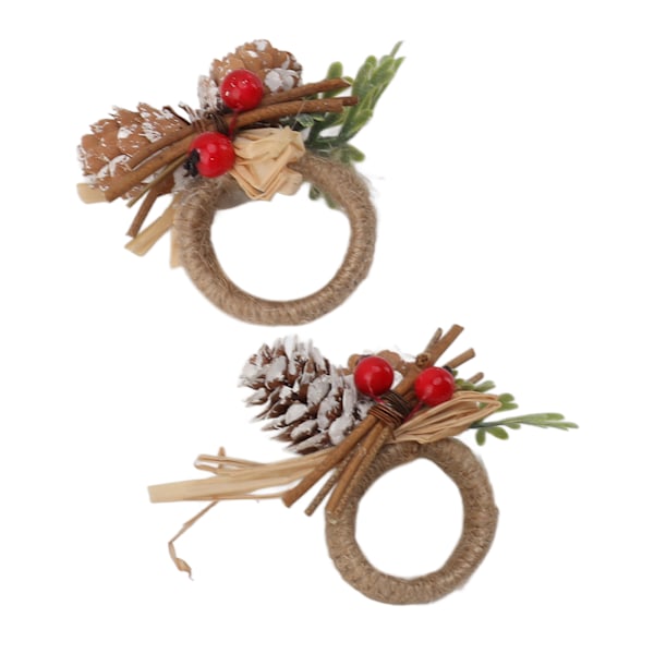 2st Servettring Set Pinecone Servettringar Holiday Servettringar Hållare för middag Jubileum Födelsedag Jul