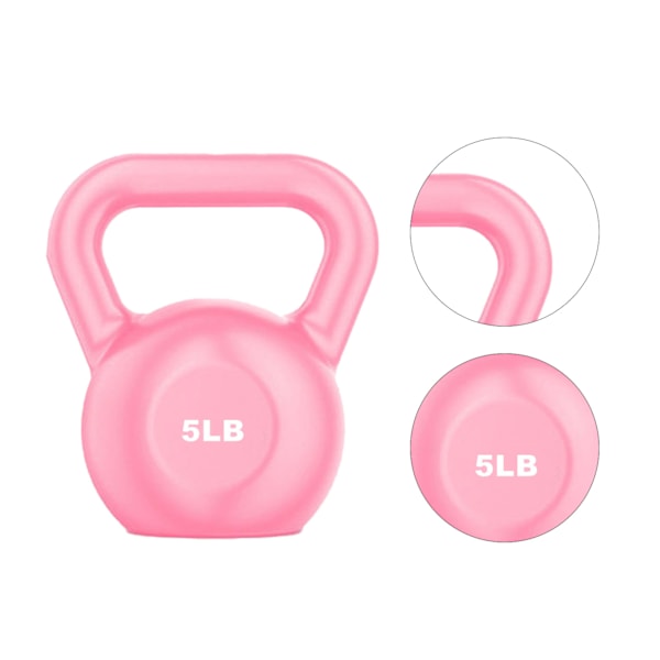 PE Kettlebell vægt til mænd kvinder til træning Styrketræning Funktionel kondition Plyometrics Rosa 5LB