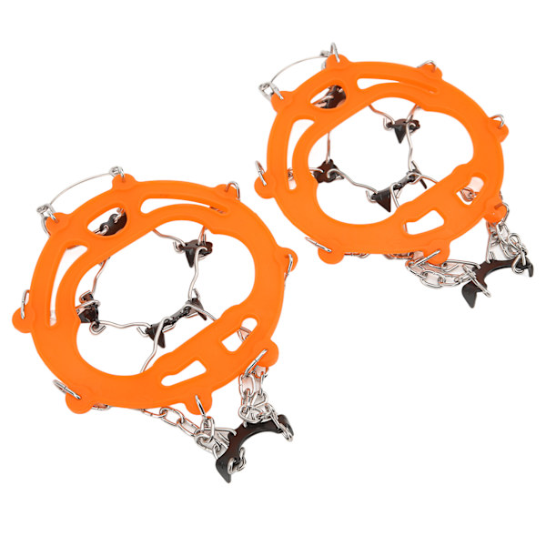 2 stk Isgreb Antislip Sko Spikes Beskyttelse Snegreb med 8 pigge til Vandring Gåture Bjergbestigning Orange