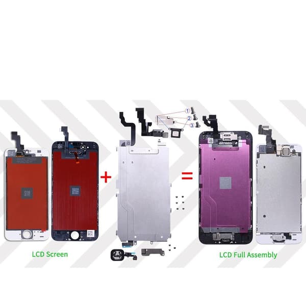 Kompatibel med iPhone 6 komplet LCD-skærm med smådele Vit