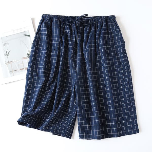 Herr vävda stretchpyjamasshorts blårandiga Blue Stripe XL