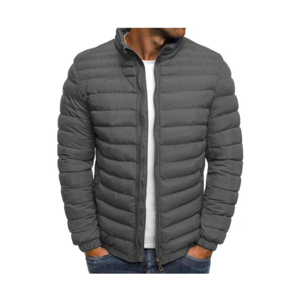 Polstret quiltet frakke pufferjakke vinterboble varme jakker outwear top-grå XL