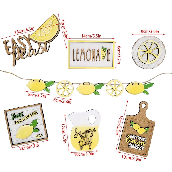 Citron Tiered Bricka Dekor Citrontema Trä Stående Skylt Farmhouse Citron Banner Färsk Lemonad Trä Tiered Prova Dekor