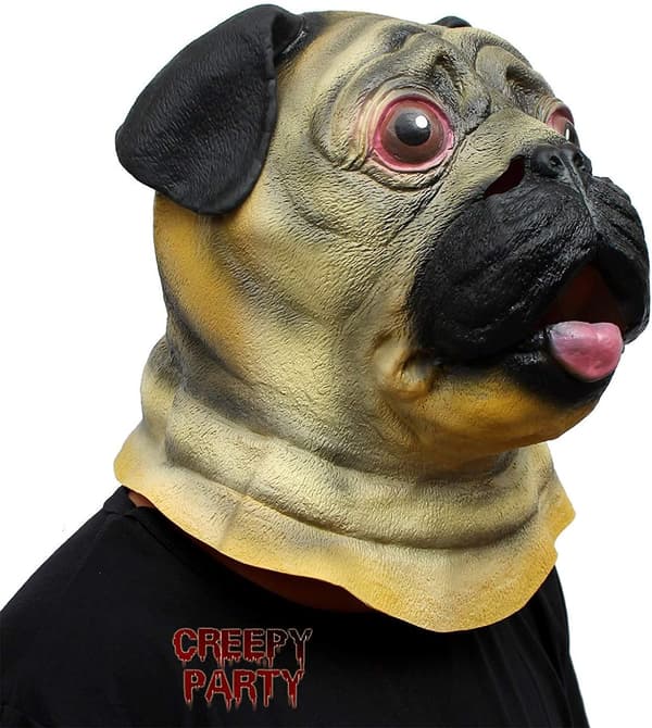 [LD]Halloween Kostymefest Dyrehode Latexmaske Mops Hund