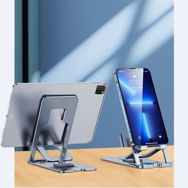 Sammenfoldeligt telefonstativ Kompatibel med skrivebord - Universal aluminiumlegering - Grå Silvergrå silver