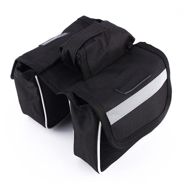 Cykel Cykelram Pannier Sadel Front Tube Bag Dobbelt Sidetaske Sort