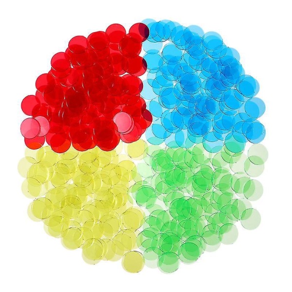 500pcs Transparent 4 Color Bingo Chips Plastic Markers Clear Game Counting Chips。 100pcs/pack Transparent mixed colors