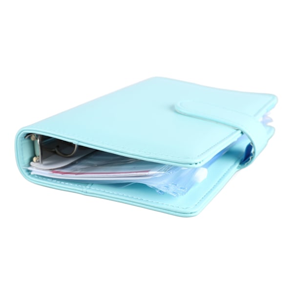 A6 PU Notesbog Binder med Transparent Kortlomme Magnetlås 6 Ring Kontant Budget Binder til Organizer