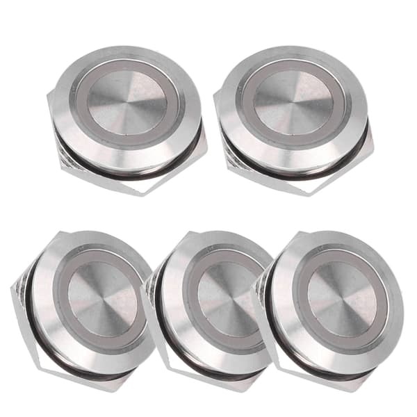 5 Pcs Momentary Push Button Switch Metal Auto Reset Ultra-thin Waterproof with LED 19mm AC220V Yellow