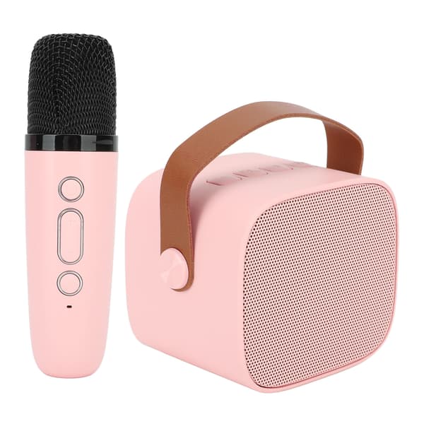 Mini Karaoke Machine with Wireless Microphone Portable Bluetooth Speaker for Kids Adults Pink