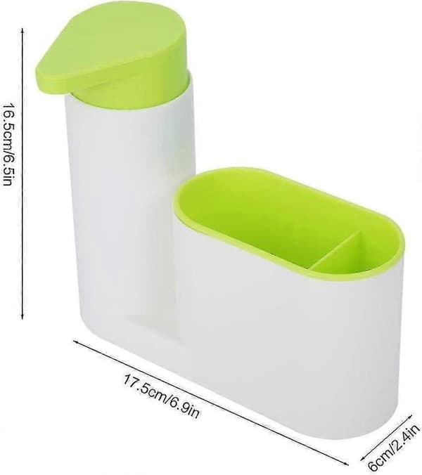 Monobloc vaskorganisator med såpedispenser, oppvaskmiddelrom 17,5 6 16,5 cm, (grønn)
