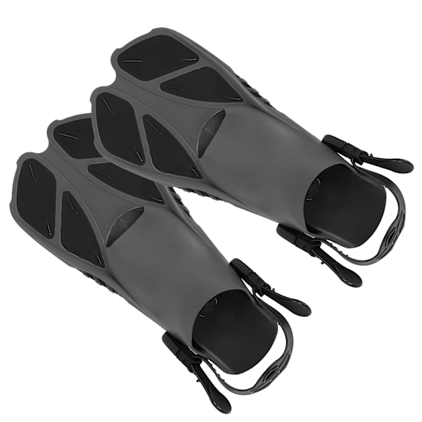 2 stk justerbare snorkelfinner i myk TPR med åpen hæl, lange dykkerføtter for svømmingXL