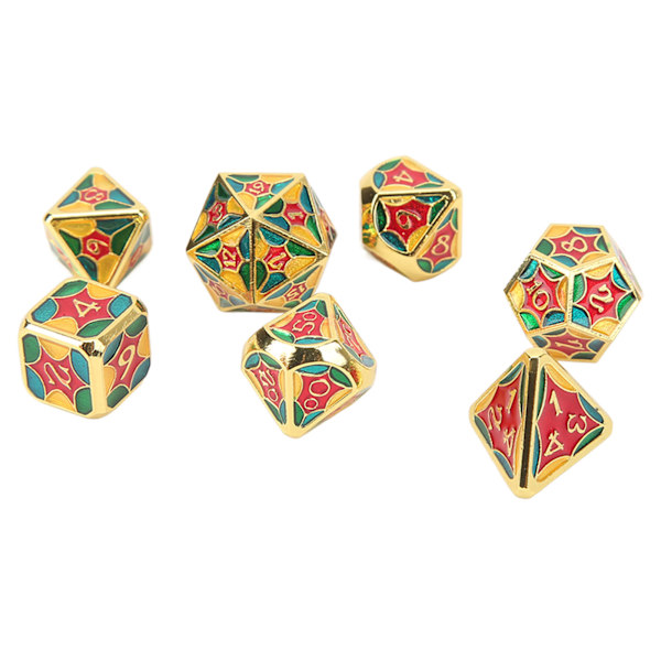 Metallista noppasetti Alumiiniseos Digitaalinen geometri Loistava lautapeli Polyhedral-nopat roolipeleille