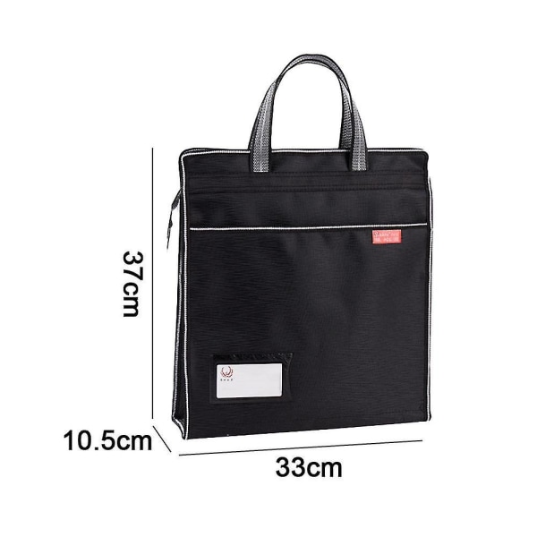 Glidelås Business Document Bag Vanntett Fil Håndveske Multi Purpose Office Koffert Black