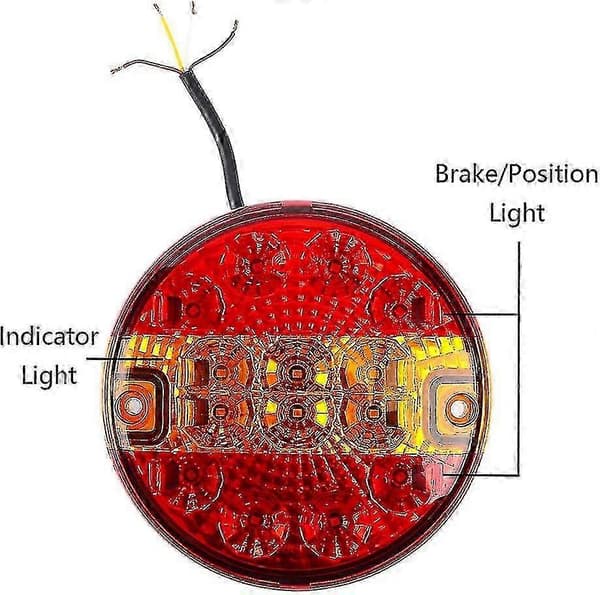 st 12/24V LED runde baklys Kompatibel med campingvogn og lastebil (rød og rav)