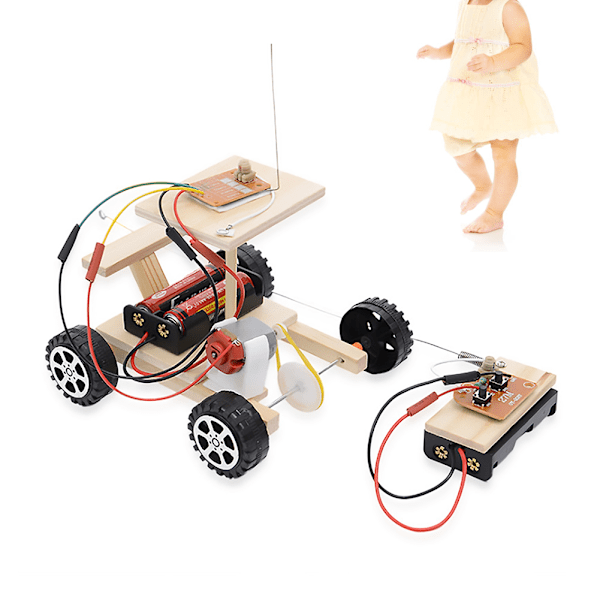 DIY Træ RC Bilmodel Kit Fjernbetjening Billeksagssæt Pædagogisk Legetøj til Børn