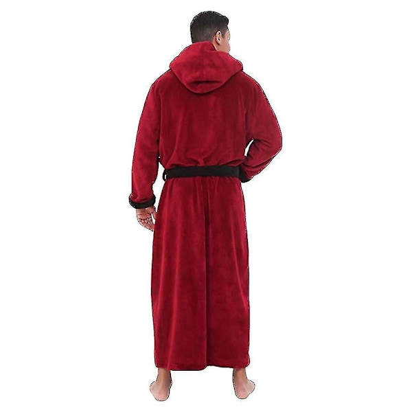 Mænds Hættetrøje Badekåbe Lang Dressing Gown i Rød og Sort